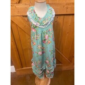 Girl's Size 5 Boutique Dress Frilly Halter GUC Floral Long